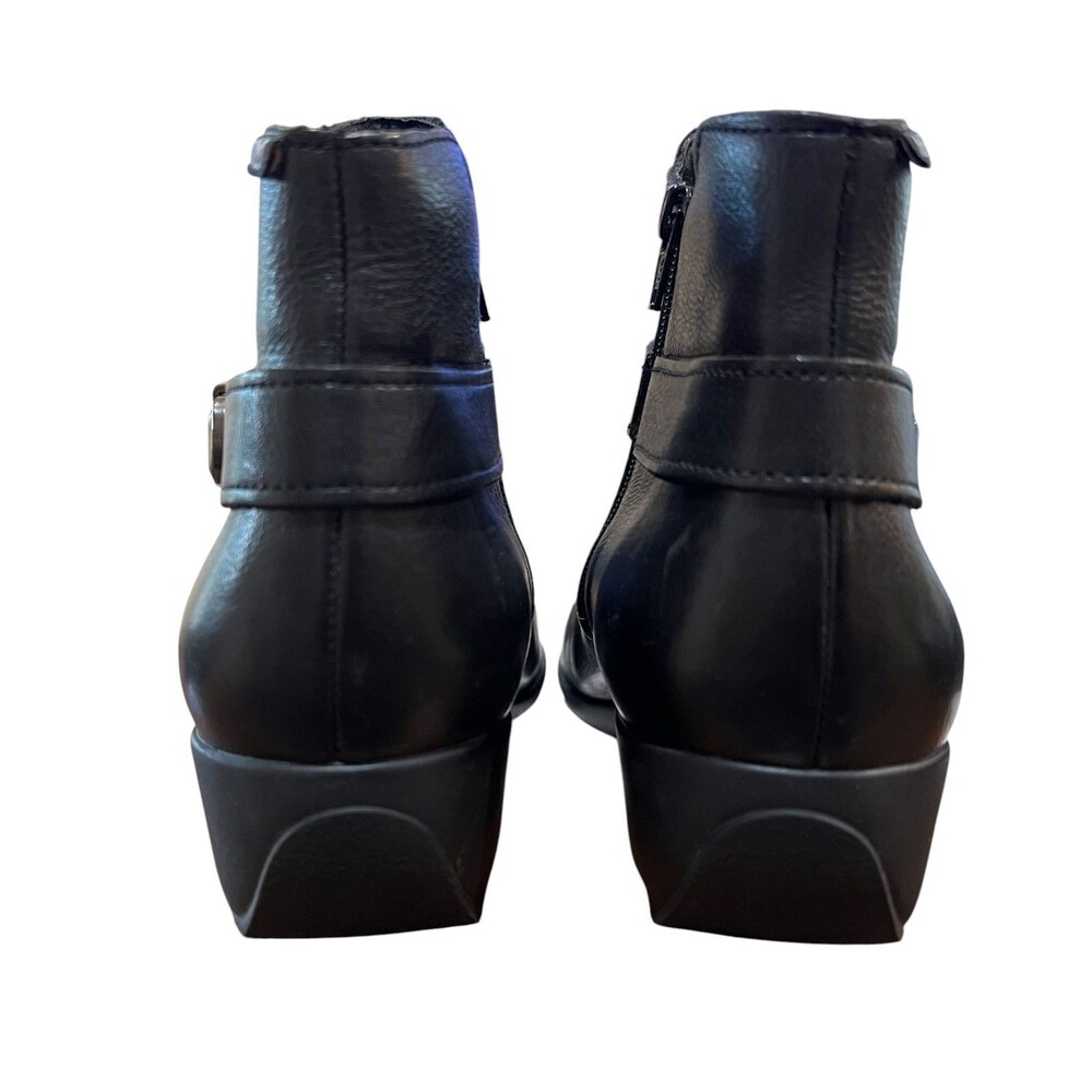 Mephisto Air-Jet Women's Black Leather Wedge Ankle Boots  Size 6  Office Casual - Picture 6 of 8